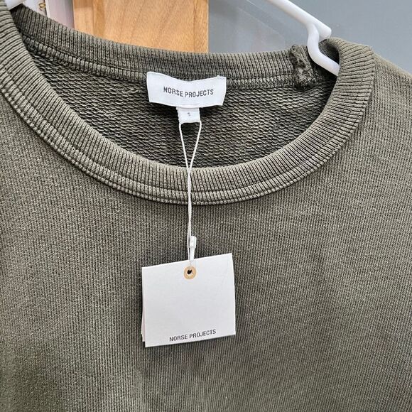 Norse Projects FRASER TAB SERIES Sweatshirt Size Small Kangaroo Relaxed Green - Picture 5 of 5